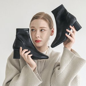 올리 스퀘어 스판 앵클부츠