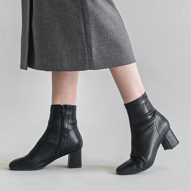 올리 스퀘어 스판 앵클부츠