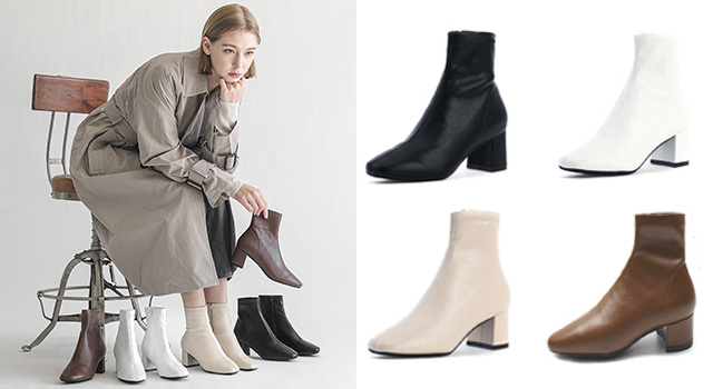 올리 스퀘어 스판 앵클부츠