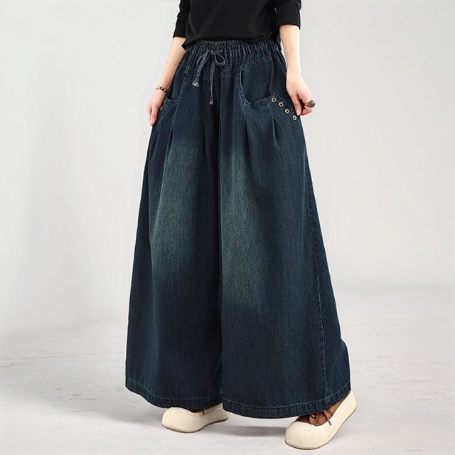 [헬리꽁땡]로사데님밴딩와이드팬츠