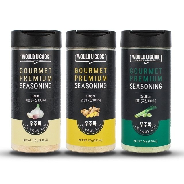우주쿡 시즈닝 에센셜양념 3종 마늘/생강/대파 국내산 천연조미료 가루 분말