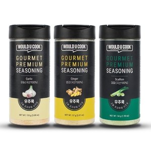 우주쿡 시즈닝 에센셜양념 3종 마늘/생강/대파 국내산 천연조미료 가루 분말