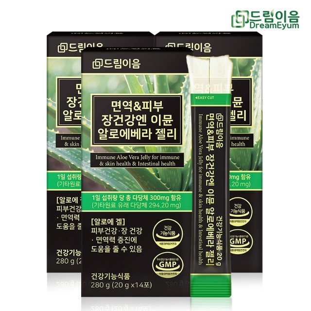 드림이음 면역 피부 장건강엔 이뮨 알로에 베라 젤리 총다당체 300mg 고함량 3박스