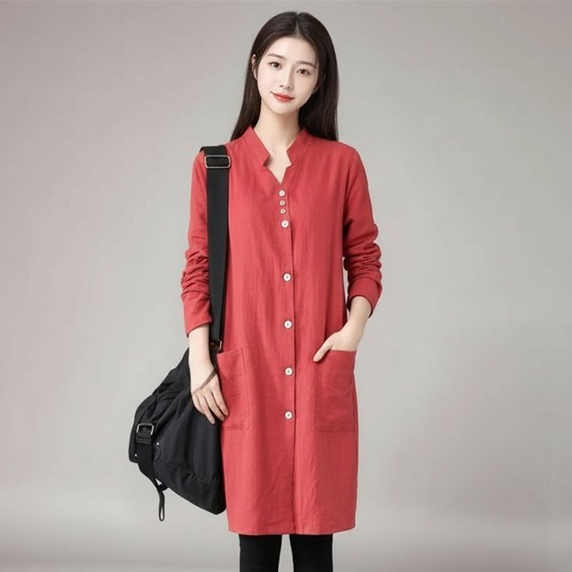 [헬리꽁땡]롤업롱셔츠카라원피스2종