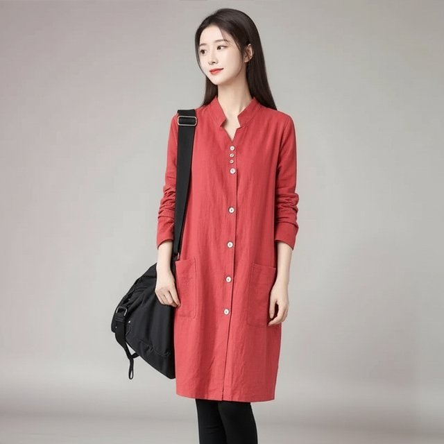 [헬리꽁땡]롤업롱셔츠카라원피스2종