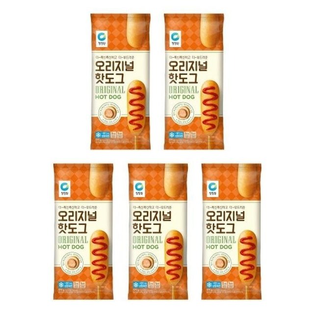 [청정원] 청정원 오리지널 핫도그 375g(75g x 5개) x 5개 간편한 식사 혼밥야식 안주 간편조리