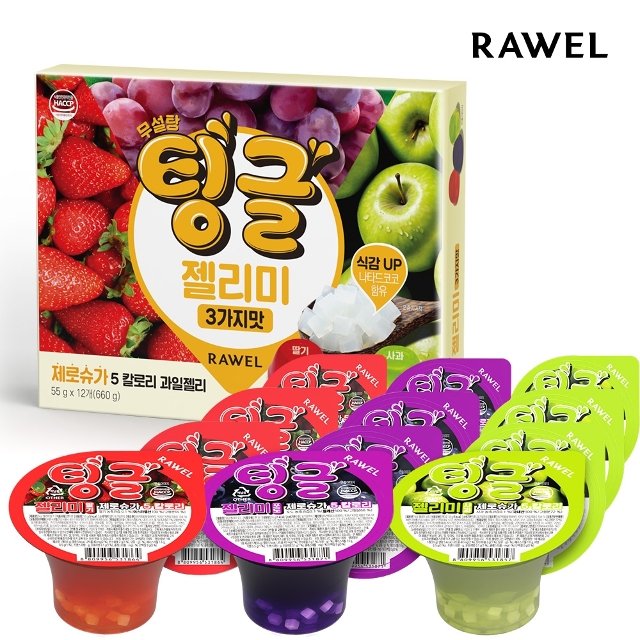 로엘 팅글 젤리미 제로 무설탕 컵젤리 3가지맛 12개입 x 1박스 나타드코코함유