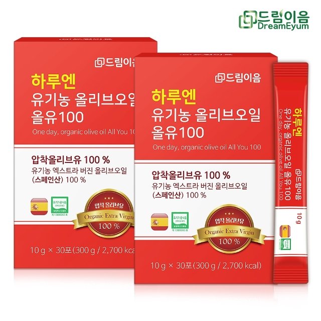 드림이음 하루엔 엑스트라버진 피쿠알 유기농 올리브오일 스틱 10g x 30포 2박스