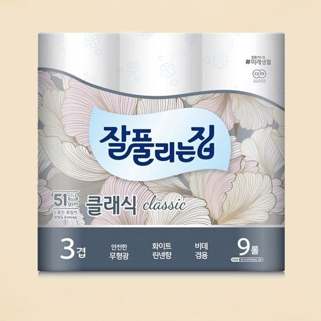 무형광 3겹 두루마리 화장지 9롤 두꺼운 휴지 잘풀리는집 (WFKH04L)