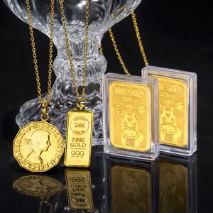 [골드퀸즈] 24K 순금 행운의 골드바 세트_24K 펜던트+체인 목걸이+글로리코인목걸이+24K 순금 행운 말 골드바 2개