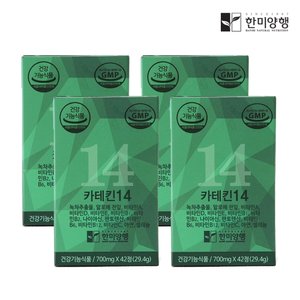 한미양행 카테킨 14 녹차 추출물 다이어트 보조제 700mg 4박스 + 쇼핑백