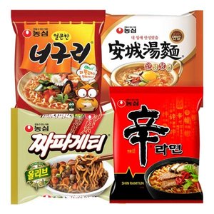 신라면 5봉 + 안성탕면 5봉 + 너구리 5봉 + 짜파게티 5봉