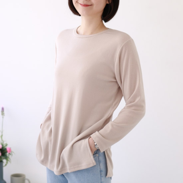 [웬디즈갤러리]베이직 옆트임 라운드 티셔츠 ITS102