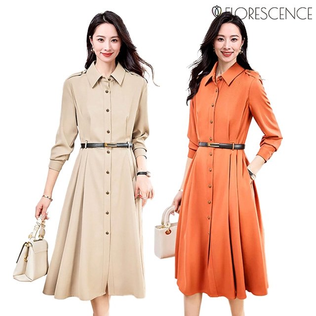 [헬리꽁땡] 레트로 셔츠 원피스+벨트(2종)