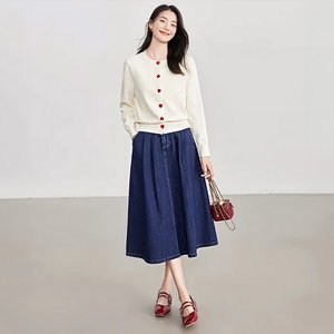 [헬리꽁땡]하트가디건+데님스커트(2종)