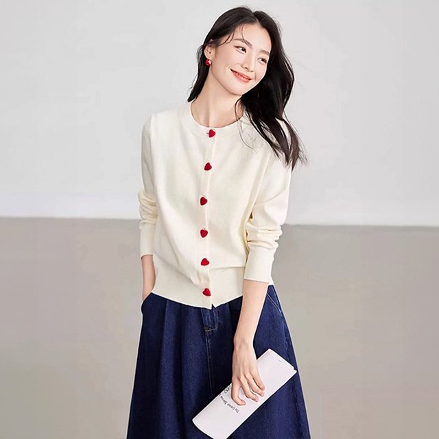 [헬리꽁땡]하트가디건+데님스커트(2종)