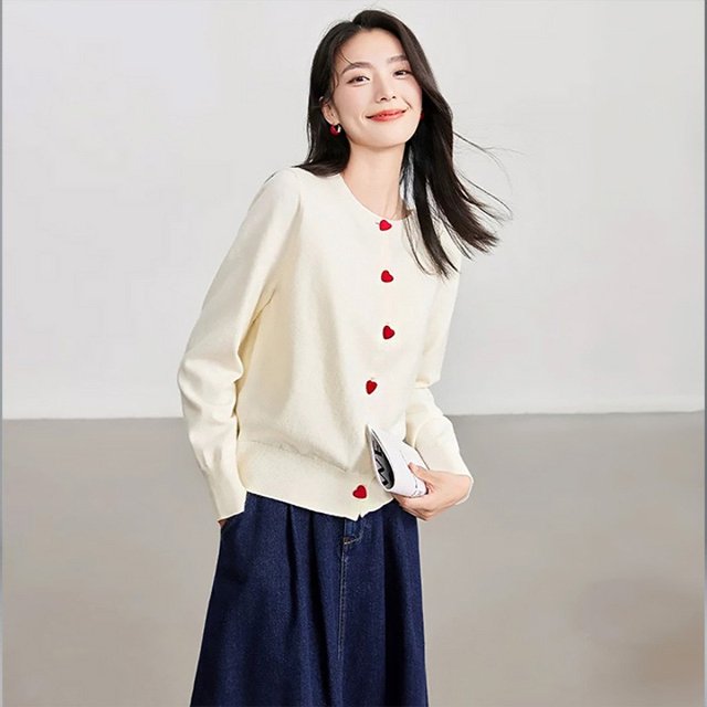 [헬리꽁땡]하트가디건+데님스커트(2종)