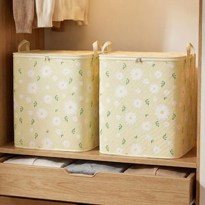[2+2] 데이지꽃 대용량 리빙박스 패브릭 옷/이불정리함 100L