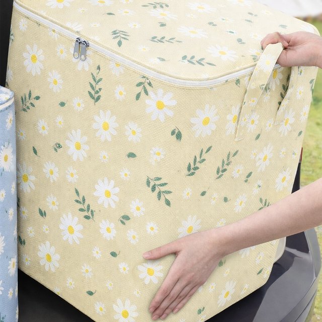 [2+2] 데이지꽃 대용량 리빙박스 패브릭 옷/이불정리함 100L