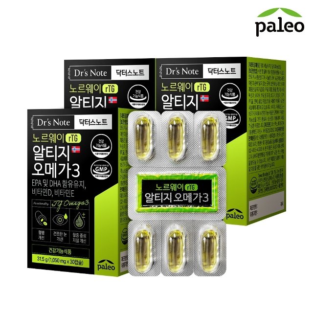팔레오 닥터스노트 노르웨이 알티지오메가3 (1,050mg x 30캡슐) 3박스
