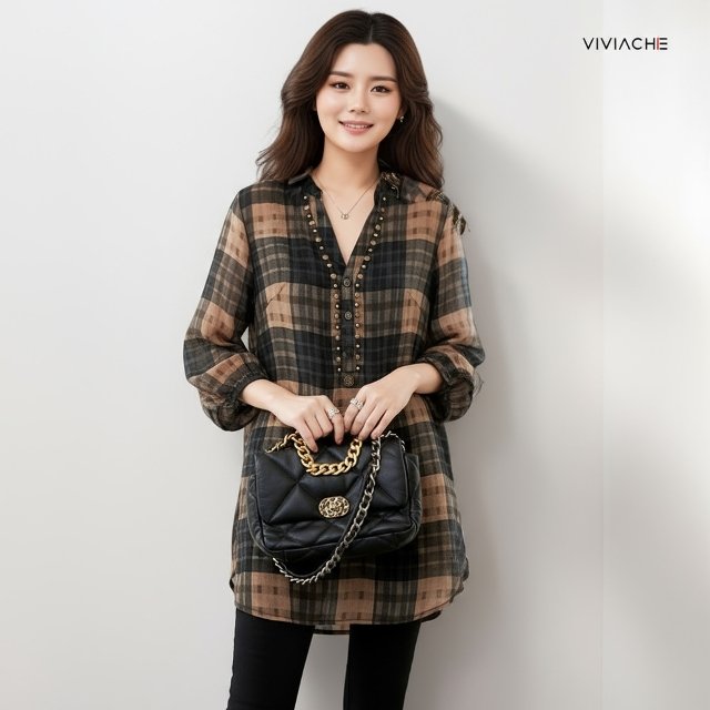 비비아체 몽데오 체크 블라우스 2종