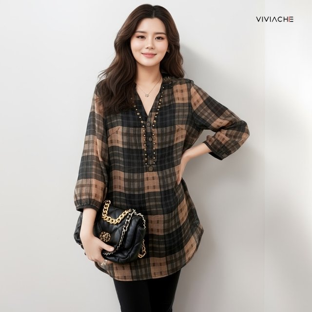 비비아체 몽데오 체크 블라우스 2종