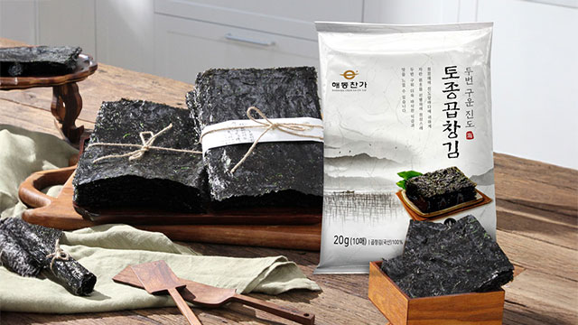 [해동찬가 두번구운 진도 햇 곱창김 200매 (10매 x 20봉)