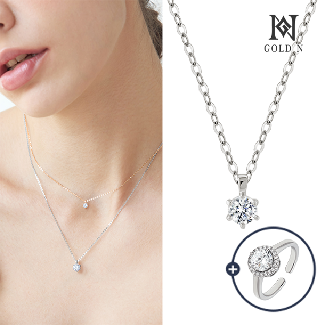 [골드앤] 14K 제노 1부 랩다이아몬드 목걸이(브라스 미드나잇 반지 증정)