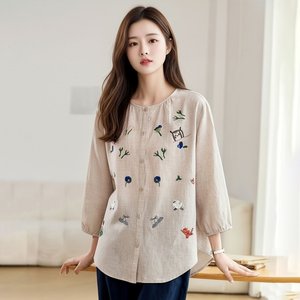 [루미루나]안젤로라운드볼륨자수셔츠(색상선택)