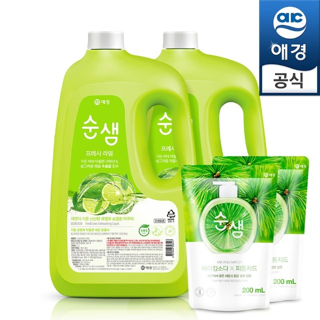 순샘 프레시 라임 주방세제, 3L, 2개 제품사진 1