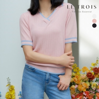 [LE TROIS]르투아 배색 니트 가디건 3종