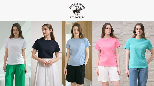[프리미엄]비버리힐즈폴로클럽 퓨어 코튼 반팔티셔츠 5종, 여성