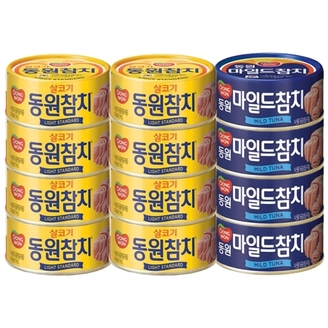 [SP]동원참치 라이트스탠다드 85g 8캔 + 마일드참치 90g 4캔/고추참치/콘참치