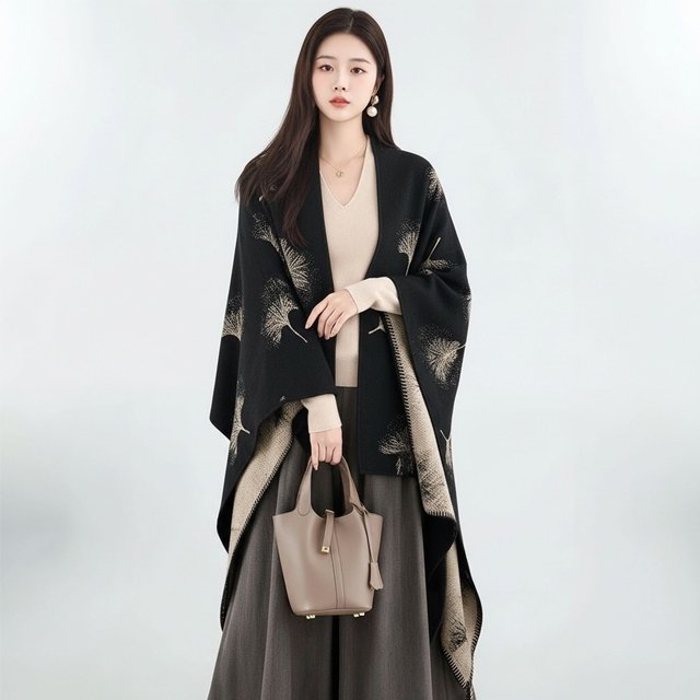 [플로레센스]골드리프판쵸하프숄