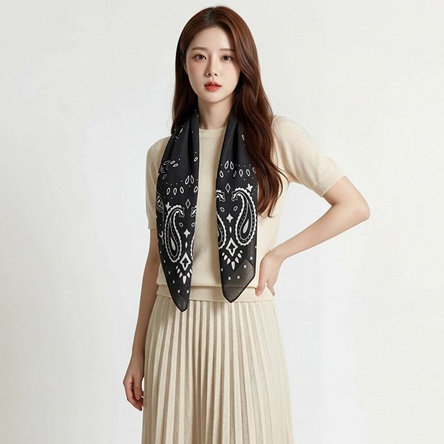 [플로레센스]아마빌레인조실크페이즐리스카프2종