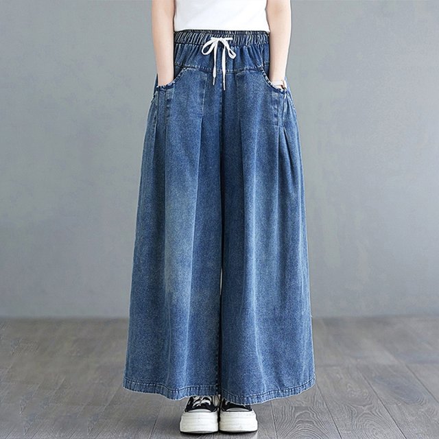 [헬리꽁땡] 밴딩 와이드 데님 포켓팬츠