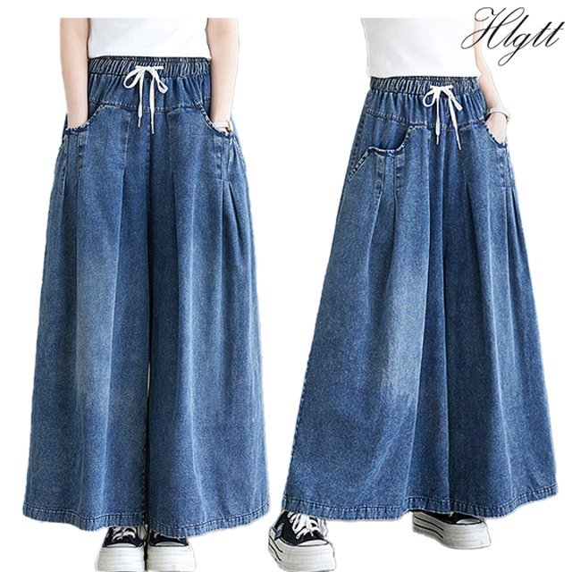 [헬리꽁땡] 밴딩 와이드 데님 포켓팬츠