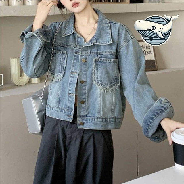 아주 편안한 루즈핏 기본 청자켓 세련된 데님 (WFH6OXC)