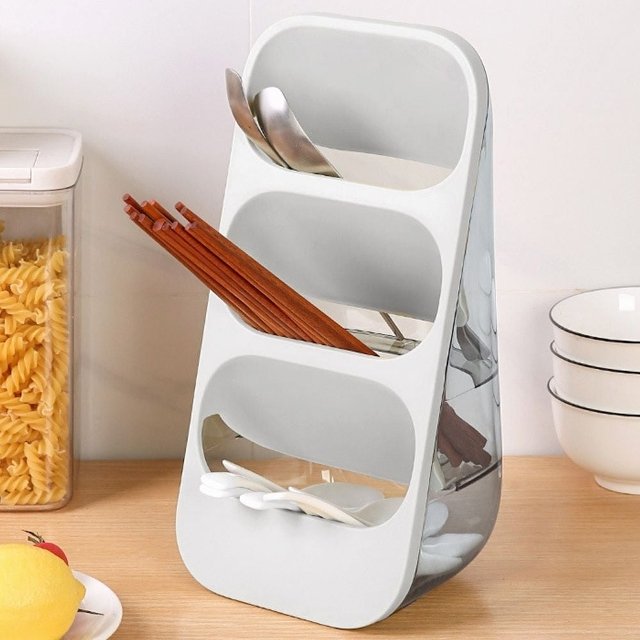 프리미엄 스탠드 화이트 3단 수저통 (WE4CBBC)