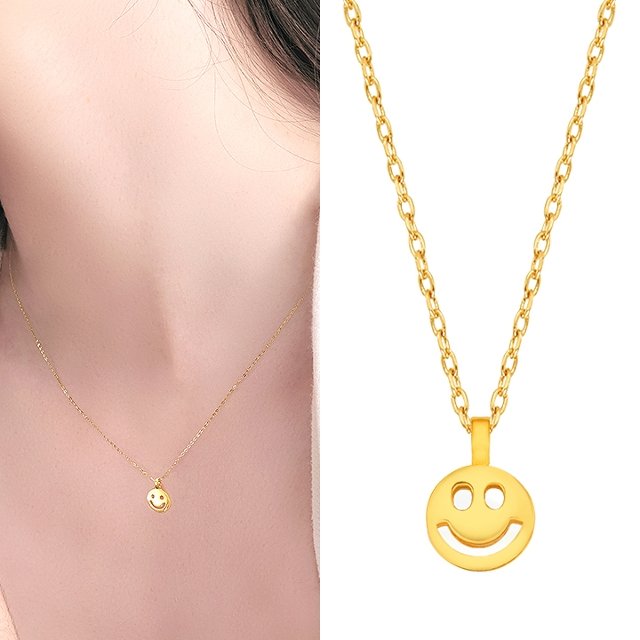 [골드퀸즈] 24K 할로우 순금 행운의 스마일 목걸이 (24K 펜던트 + 체인목걸이