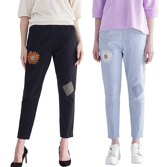 [할리마리]플라워자수면팬츠2종(블랙+라이트블루)