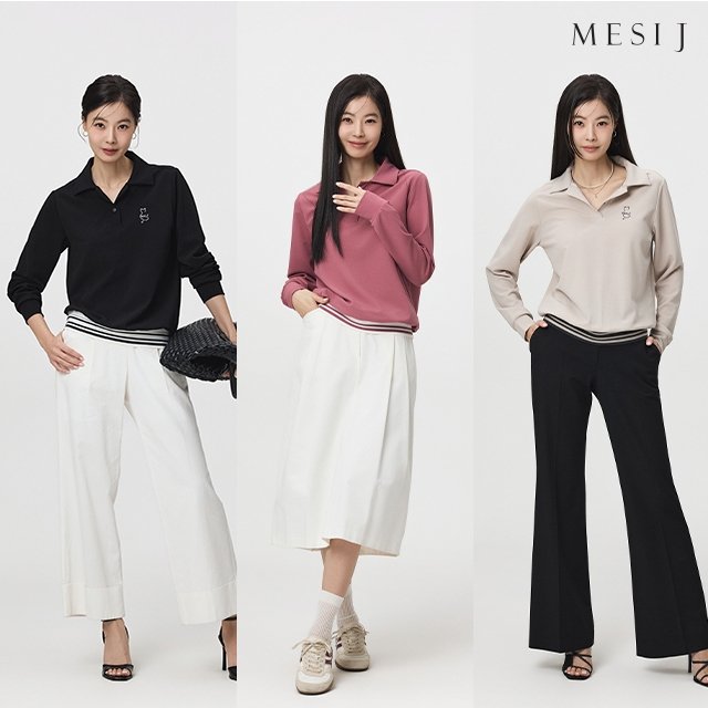 (베스트셀러) 메시제이 카라 티블라우스 3종