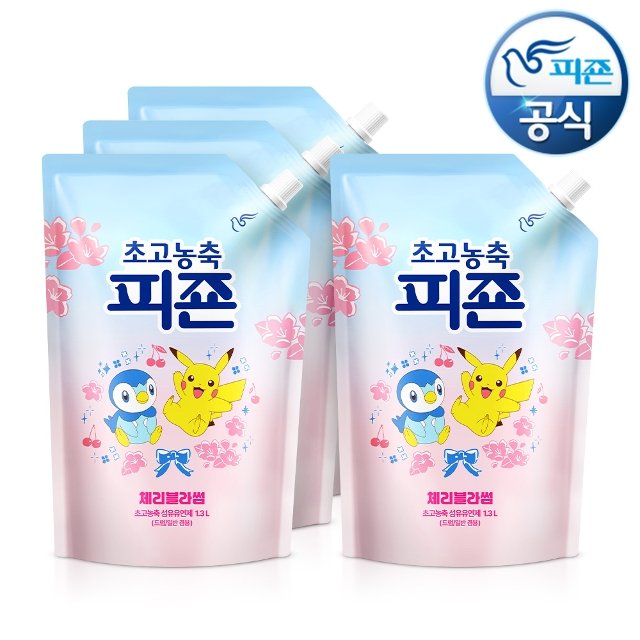 [포켓몬에디션] 고농축피죤 체리블라썸 섬유유연제 1.3Lx3개+1개더p
