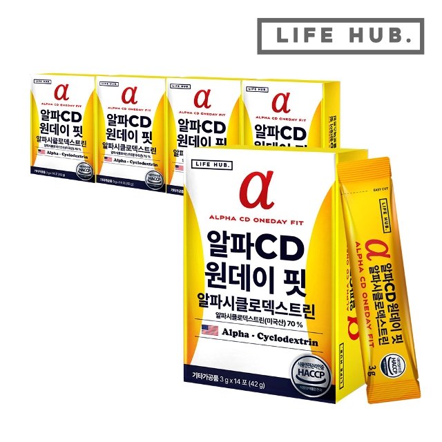 라이프허브 알파CD 원데이 핏 알파시클로덱스트린 5박스(3g x 70포)