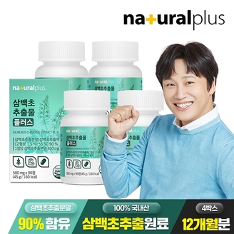 내츄럴플러스 삼백초추출물 플러스 500mg 90정 4박스(12개월분) / 고함량 삼백초 파이토 퀘르세틴