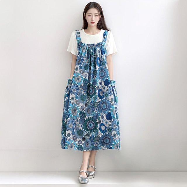 [헬리꽁땡] 해바라기 민소매 원피스 2종