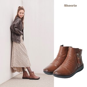 슈리오 소가죽 셔링라인  부츠