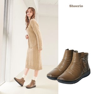 슈리오 소가죽 셔링라인  부츠