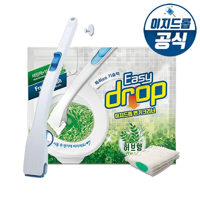 이지드롭 변기크리너 블루핸들 1개+리필 1팩(12개입/향선택)