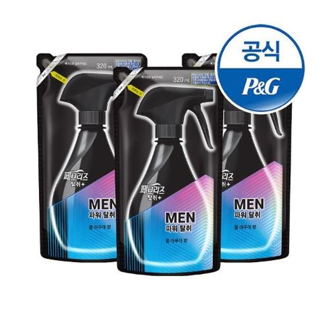 한국피앤지유한회사 페브리즈 포맨 섬유탈취제 320ml 리필 3개
